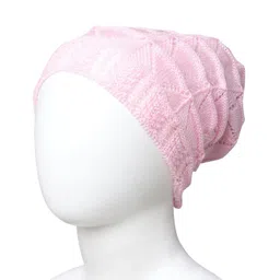 Little Angels Woollen Knit Self Designed Beanie Cap - Pink - Circumference 38 Cm-picture-40