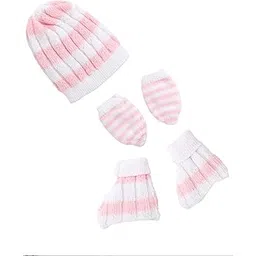 Little Angels Newborn Baby Accessories Combo - Cap, Mittens, Socks Set-picture-23