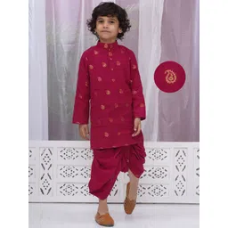 Little Bansi Boys Ethnic Motifs Regular Pure Cotton Kurta with Dhoti Pants-picture-52