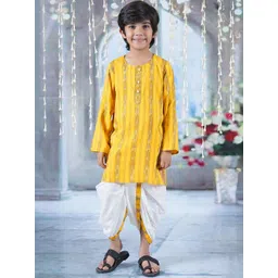Little Bansi Boys Striped Round Neck Pure Cotton Straight Kurta with Dhoti-picture-15