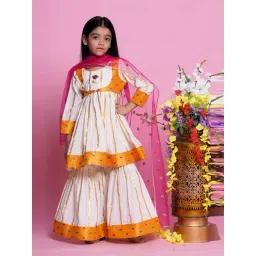 Little Bansi Girls Multicolor Cotton Embroidery Suit Set-image-38