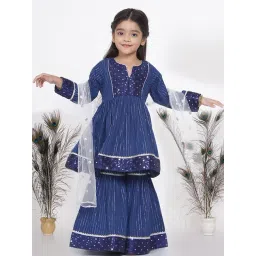 Little Bansi Kids Blue & white Cotton Sequence Full Sleeves Kurta Set-picture-38