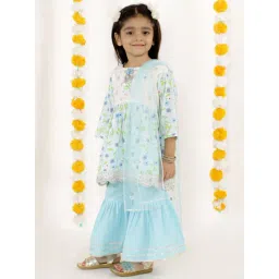 Little Bansi Kids Blue & White Floral Print Suit Set-picture-10