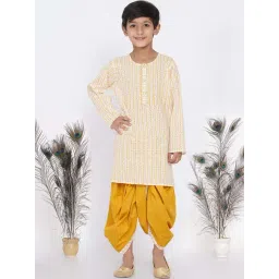 Little Bansi Kids Cream & Yellow Cotton Printed Kurta Set-picture-15