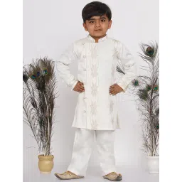 Little Bansi Kids Cream Embroidered Sherwani with Pants-picture-28