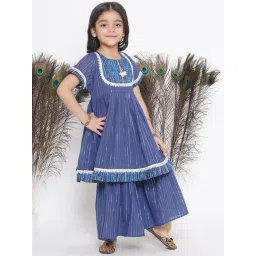 Little Bansi Kids Dark Blue Printed Kurta, Salwar with Dupatta image 3