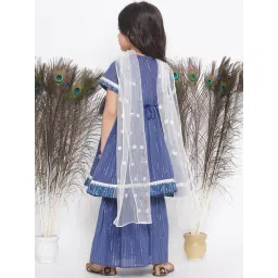 Little Bansi Kids Dark Blue Printed Kurta, Salwar with Dupatta image 2