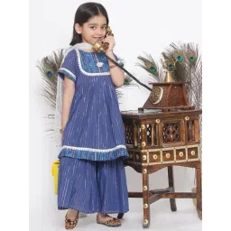 Little Bansi Kids Dark Blue Printed Kurta, Salwar with Dupatta image 5