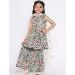 Little Bansi Kids Green Floral Print Kurta Set-picture-20