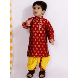 Little Bansi Kids Maroon & Yellow Embellished Kurta Set-picture-24