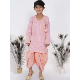 Little Bansi Kids Pink & Orange Cotton Printed Kurta Set-picture-22