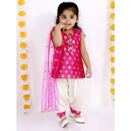 Little Bansi Kids Rani & Cream Embellished Suit Set-picture-14