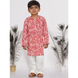 Little Bansi Kids Red & Cream Printed Kurta with Pants-picture-36