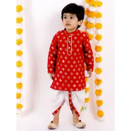 Little Bansi Kids Red & White Embellished Kurta Set-picture-19