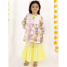Little Bansi Kids White & Yellow Embroidered Suit Set-picture-11