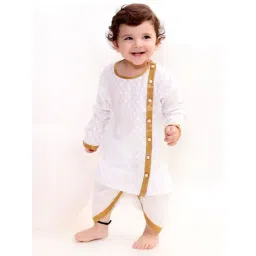 Little Bansi Kids White Cotton Embellished Kurta Set-picture-17