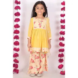 Little Bansi Kids Yellow & Beige Printed Kurta, Palazzos with Dupatta-picture-23