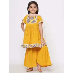 Little Bansi Kids Yellow & Blue Cotton Floral Print Kurta Set-picture-30