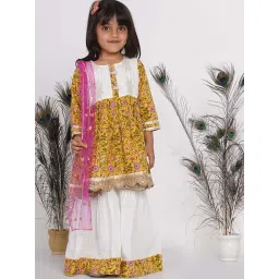 Little Bansi Kids Yellow & White Cotton Printed Kurta Set-picture-14