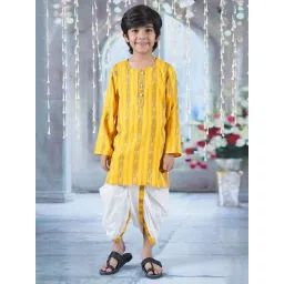 Little Bansi Kids Yellow & White Printed Kurta with Dhoti-picture-12