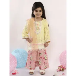 Little Bansi Kids Yellow Cotton Embroidered Suit Set-picture-22