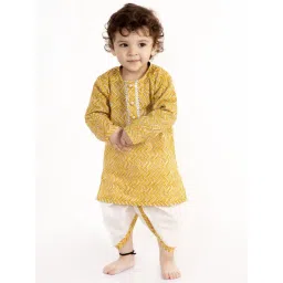 Little Bansi Kids Yellow Cotton Printed Kurta Set-picture-20