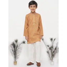 Little Bansi Orange & White Floral 1 Kurta + 1 Pyjamas-picture-15