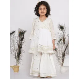 Little Bansi White Embellished 1 Kurta, 1 Sharara & 1 Dupatta-picture-27