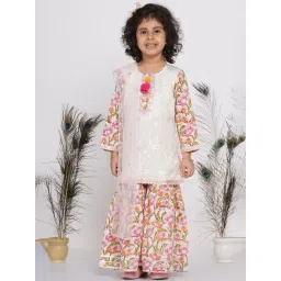Little Bansi White Embellished 1 Kurta, 1 Sharara & 1 Dupatta-picture-10