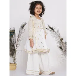 Little Bansi White Embellished 1 Kurta, 1 Sharara & 1 Dupatta image 4