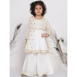 Little Bansi White Embellished 1 Kurta, 1 Sharara & 1 Dupatta image 1