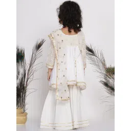 Little Bansi White Embellished 1 Kurta, 1 Sharara & 1 Dupatta image 2