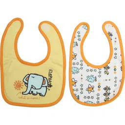little bloom Yellow & White colour Combo 100% Cotton Embroidery & Printed Bibs- Set of 2-picture-26