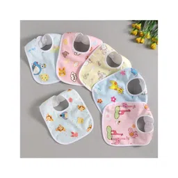 LittleBoo Waterproof Feeding Baby Bibs with Snap Button Closure Pack of 6 - Multicolor Colour & Print May Vary-image-12