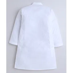 Little Clothing Cotton Silk Woven Republic Day Theme Full Sleeves Indian Flag Hand Painted Kurta Pyjama Set - White image 4