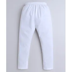 Little Clothing Cotton Silk Woven Republic Day Theme Full Sleeves Indian Flag Hand Painted Kurta Pyjama Set - White image 5