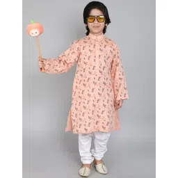 little clothings Boys Floral Printed Linen Kurta with Churidar-picture-45