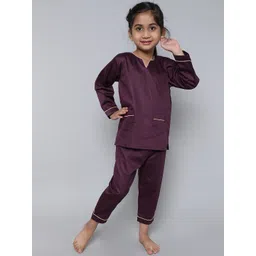 Little Clothings Girls 100% Cotton Silk V Neck Night suits (par pal-picture-18