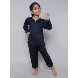 Little Clothings GirlsPure Cotton Silk V Neck Night Suit-picture-14