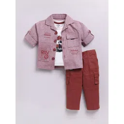 LITTLE COLLARS Boys Embroidered Polo Collar Long Sleeves Pure Cotton Shirt With Trousers-picture-22