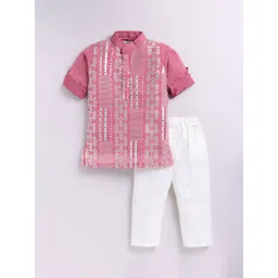 LITTLE COLLARS Boys Embroidered Regular Kurta with Pyjamas-picture-35
