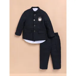 LITTLE COLLARS Boys Owl Embroidered Full Sleeve 3 Piece Party Suit-picture-23