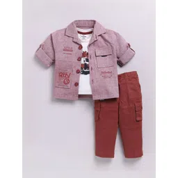 LITTLE COLLARS Boys Polo Collar Long Sleeves Pure Cotton Shirt With Trousers-picture-21