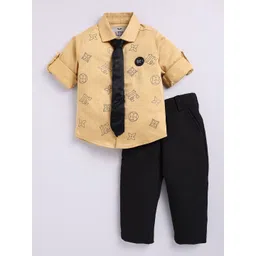 LITTLE COLLARS Boys Printed Shirt Collar Long Sleeves Shirt With Trouser With Tie-picture-20