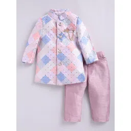 LITTLE COLLARS Boys Sequined Embellished Mandarin Collar Achkan Jodhpuri Set-picture-41