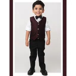 LITTLE COLLARS Boys V-Neck Single-Breasted Three-Pieces Suit-picture-37