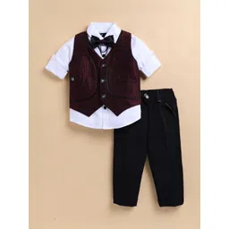 LITTLE COLLARS Boys Woven Design 4-Piece Suits-picture-48