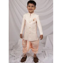 LITTLE COLLARS Boys Zari Work Embellished & Abstract Embroidered Sherwani With Dhoti Pant-picture-26