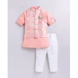 little collars Embroidered Kurta & Pyjamas Set-picture-22