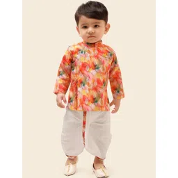 Little Desi Boys Printed Angrakha Kurta with Dhoti Pants-picture-47